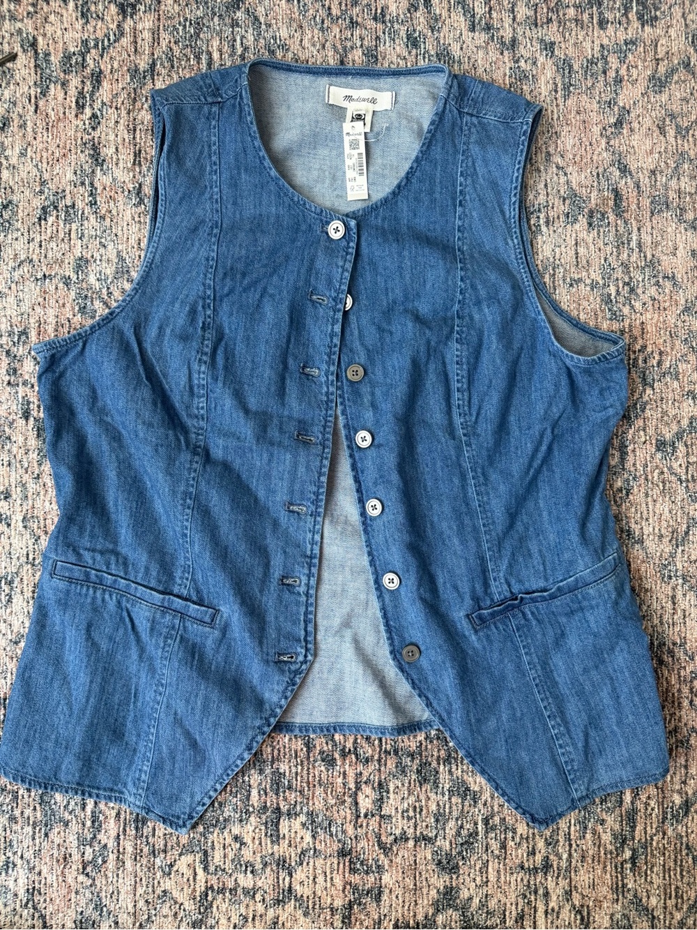 Madewell Blue Denim Button Front Tank Vest